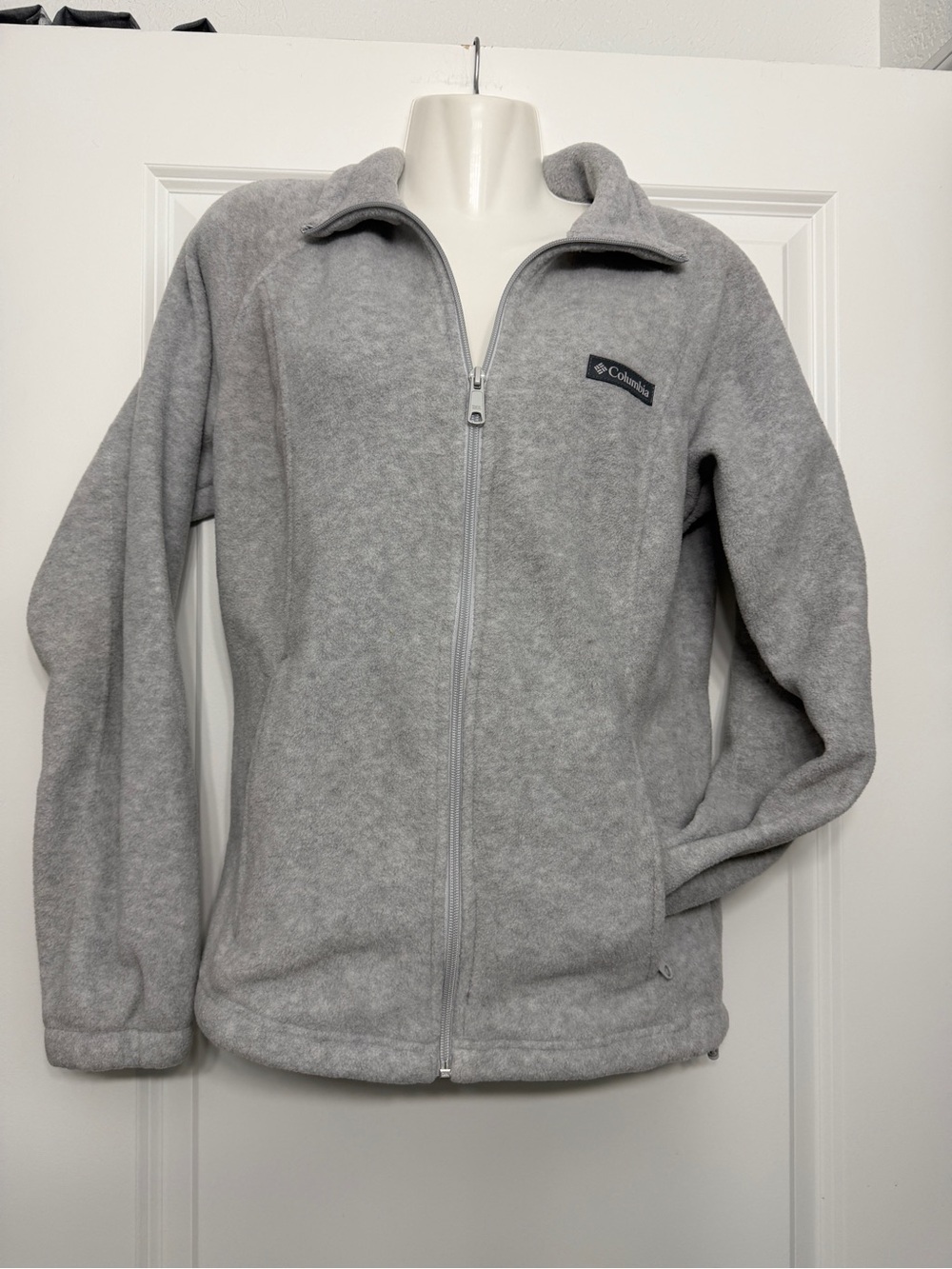 Columbia Light Gray Full-Zip Teddy Fleece Jacket